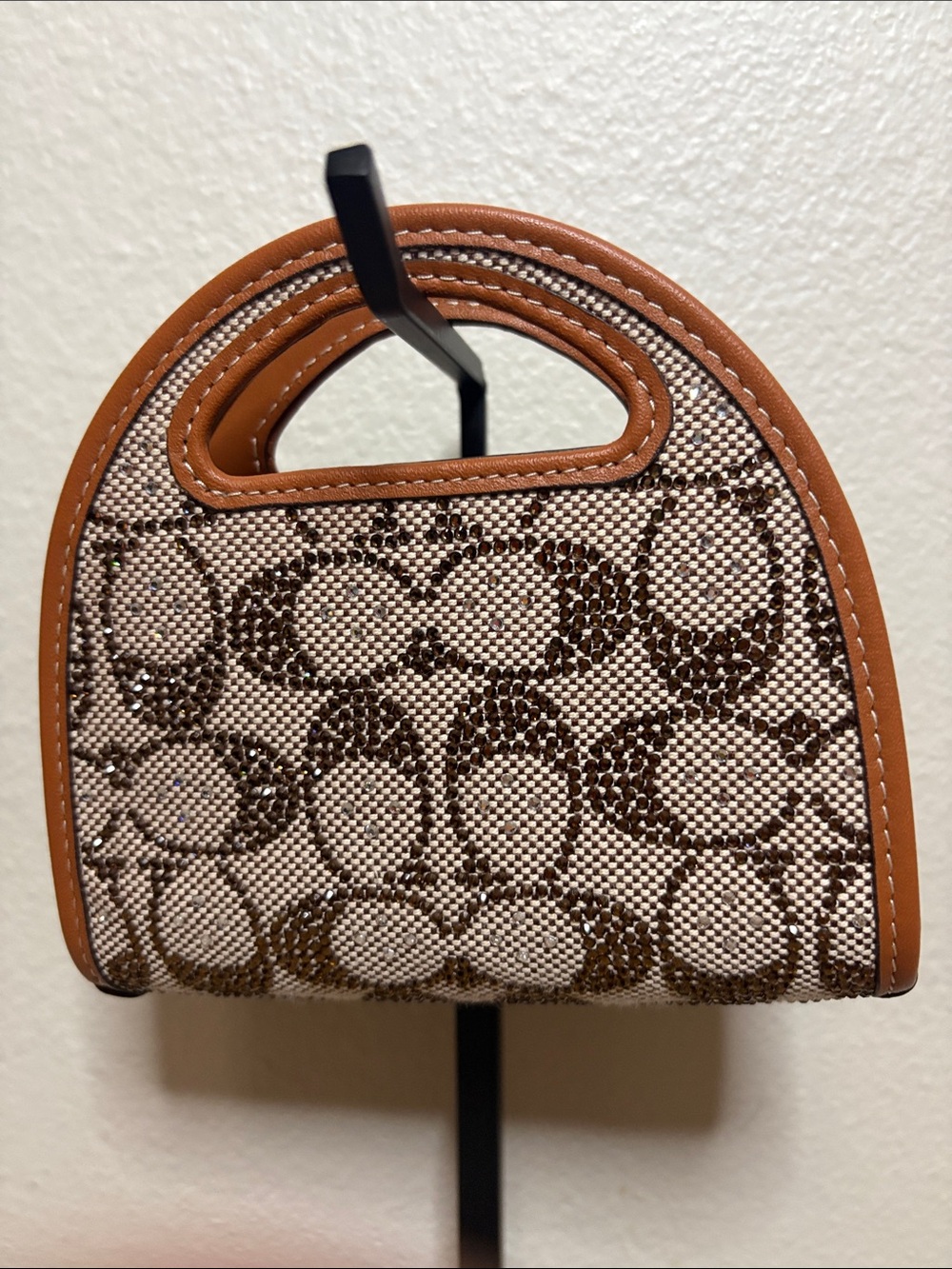 Coach Top Handle Card Case in Crystal Signature Jacquard